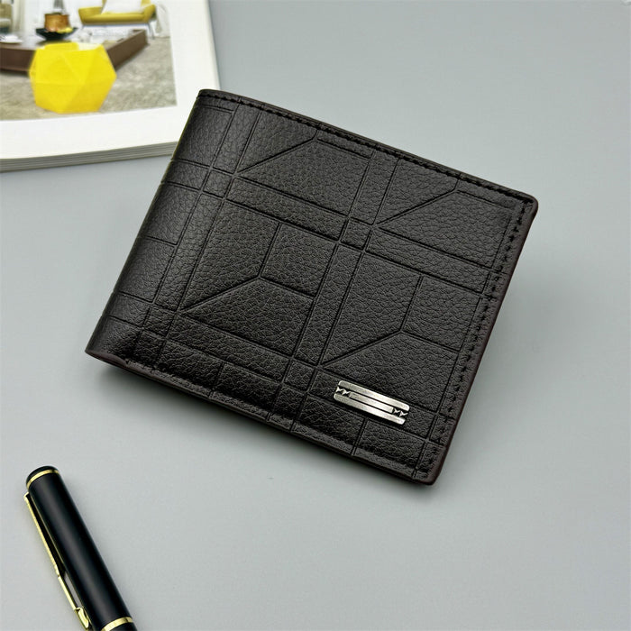 Wholesale Black Geometric Embossed PU Men' s Wallet Stylish Everyday Accessory MOQ≥2