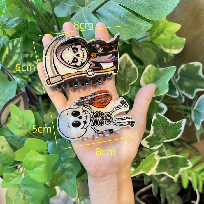 Wholesale  pumpkin skull ghost claw clip black and white ghost ponytail clip dark ponytail clip party headdress