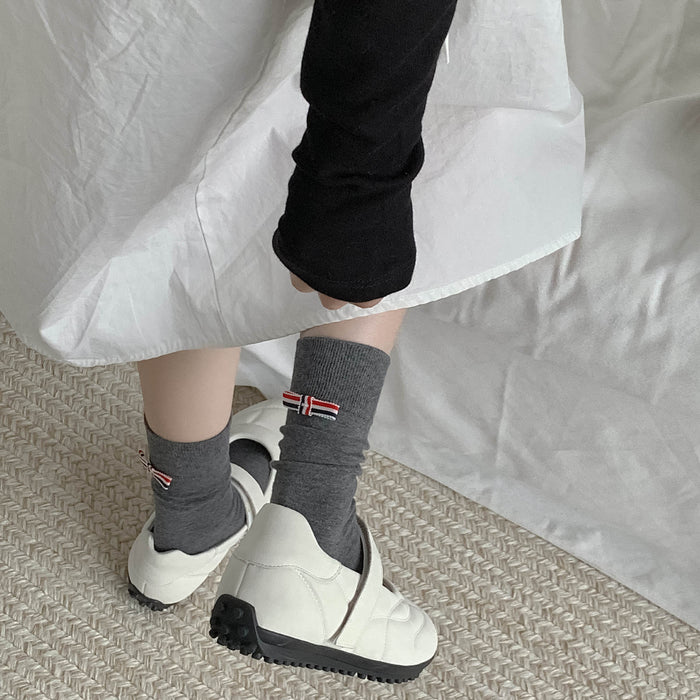 Wholesale Bow tie double needle mid tube socks versatile socks versatile mid tube socks