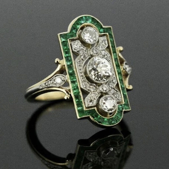 Wholesale Alloy ring fashionable emerald zircon ring