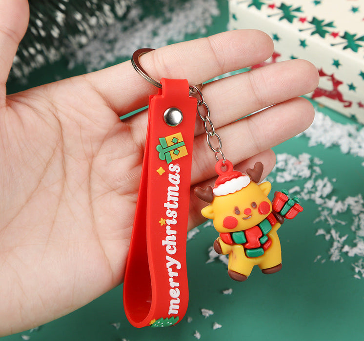 Wholesale Cartoon Christmas series keychain New Year Christmas cute three-dimensional doll Christmas tree pendant small gift