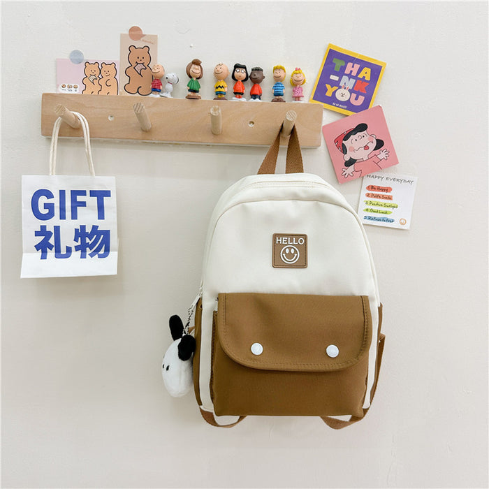 Wholesale Children' s Bag Fashion Oxford Cloth Contrast Backpack Kindergarten Baby School Season Schoolbag