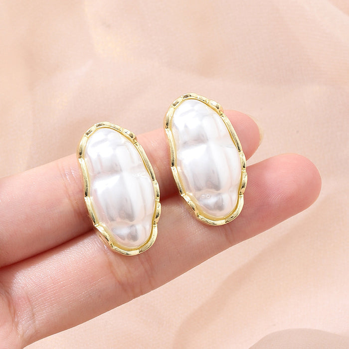 Wholesale Pearl earrings, retro geometric temperament, niche personality, exaggerated earrings, earrings