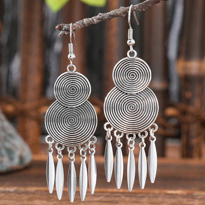 Wholesale Bohemian Tassel Earrings Vintage Ethnic Style Alloy Geometric Jewelry Accessory MOQ≥2