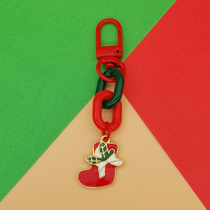 Wholesale Christmas Keychain Pendant Cute  Snowflake Elk Tree Snowman Mobile Phone Chain Bag Pendant