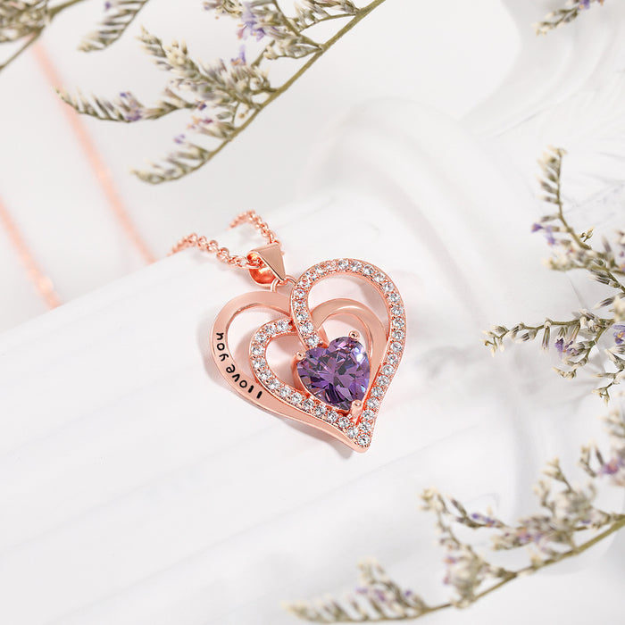 Wholesale Heart necklace Women's  Valentine's Day gift love rose necklace Double Layer Love