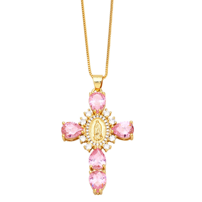 Wholesale Micro-paved Zirconia Pendant Cross Necklace JDC-NE-AS007