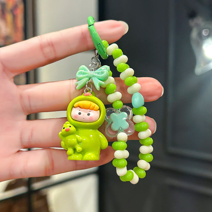 Wholesale Cartoon Doll Beaded Key Chain Cute Bag Pendant Car Decorative Chain Gift