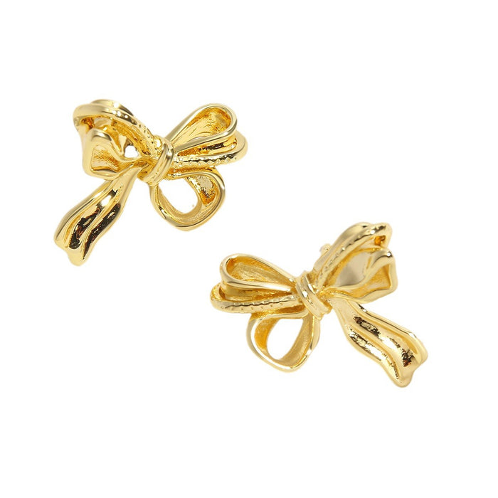 Wholesale Copper Gold Plated Irregular Bowknot Earrings JDC-ES-BaiTian016