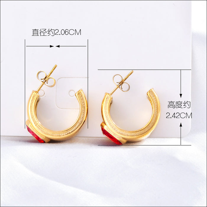 Wholesale Stainless Steel Earrings with Zircon