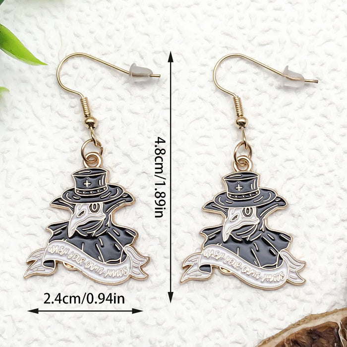 Wholesale Halloween Crow Wizard Magic Hat Alloy Earrings JDC-ES-Oulu001