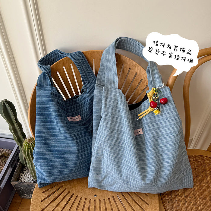 Wholesale Striped denim shoulder bag, commuting portable shopping bag