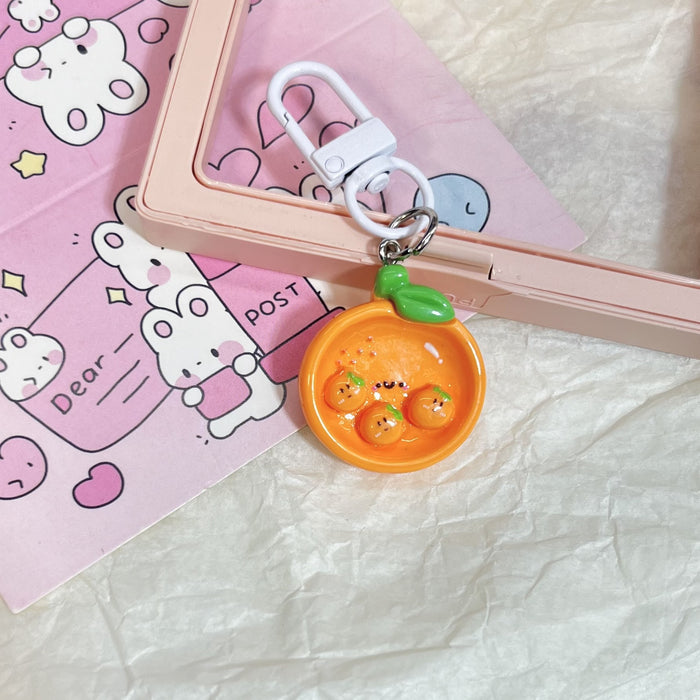 Wholesale Cute Fruit and Vegetable Plate Keychain Cartoon Girl Heart Bag Pendant