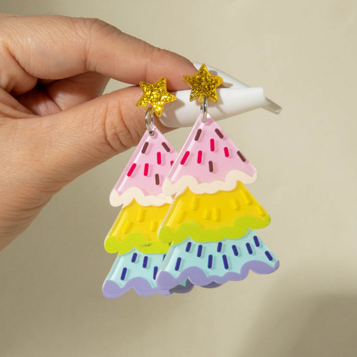 Wholesale Cute Christmas Cartoon Acrylic Snowflake Earrings