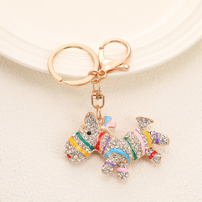 Wholesale Colorful Zebra Diamond Keychain Small Gift Personalized