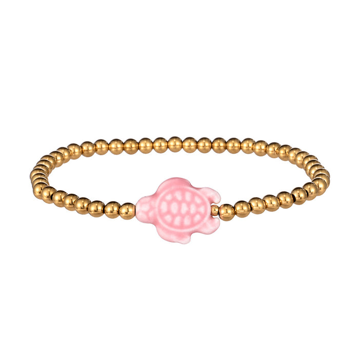 Wholesale Swimming wearable mini bracelet accessory ceramic conch animal turtle titanium steel non fading bracelet
