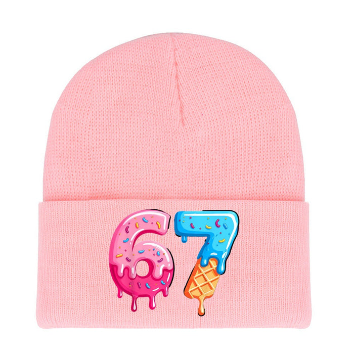 Wholesale Letter pattern knitted hat wool hat warm hat