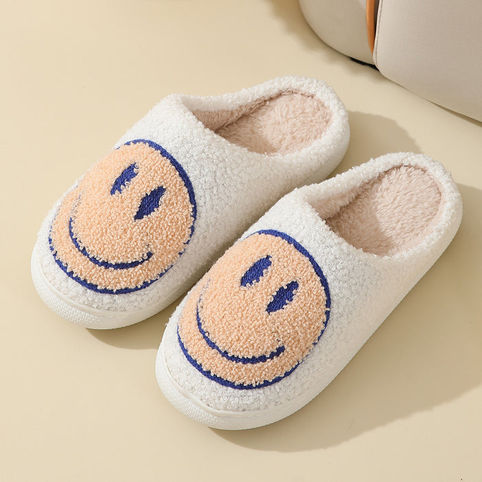 Wholesale Cute smiley face cotton slippers autumn and winter women' s indoor home non-slip plush slippers autumn and winter home
