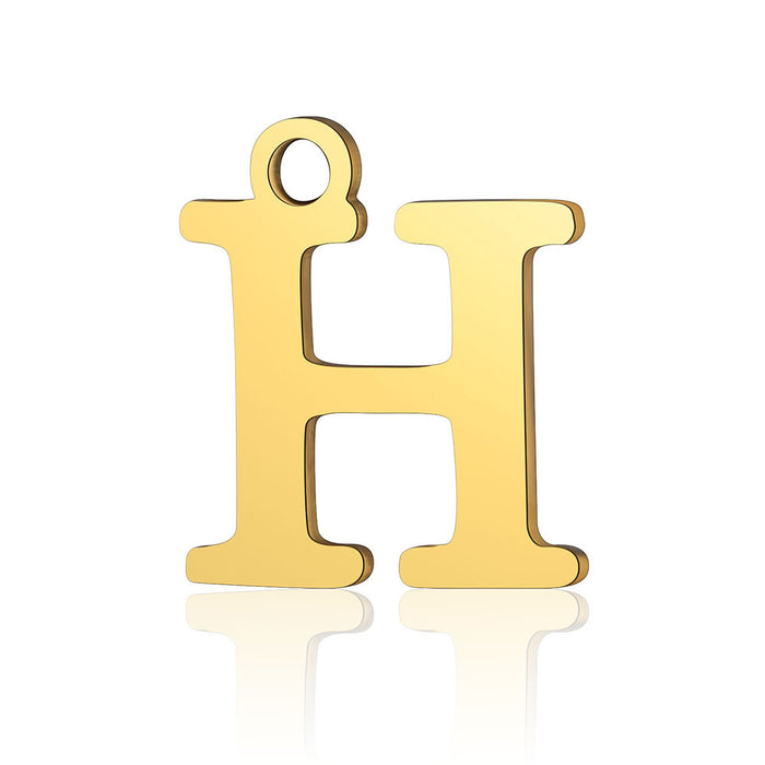 Wholesale 5 Pcs Titanium Steel Letter 26 Gold Capital English Letter Pendants JDC-PT-QZ001