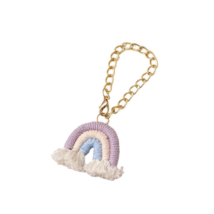 Wholesale Rainbow pendant, handmade cotton thread woven bag, car hanging accessory, specially designed for keys