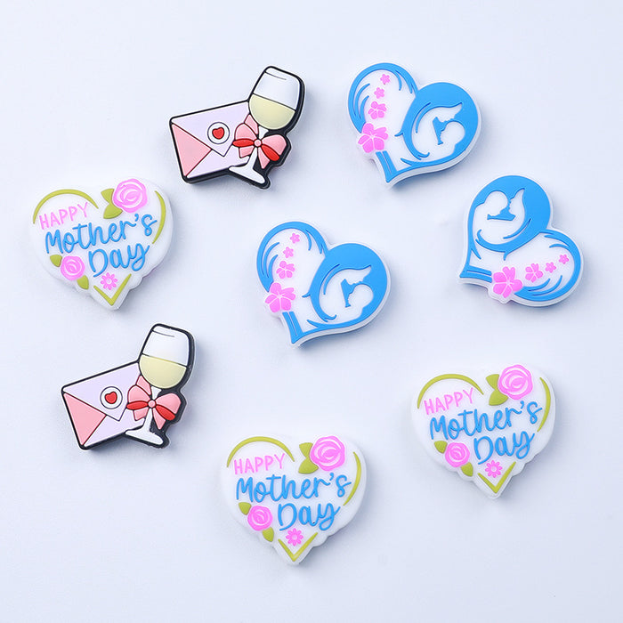 Wholesale 20pcs Mother's Day Heart Shape Silicone Beads JDC-BDS-HeXing015