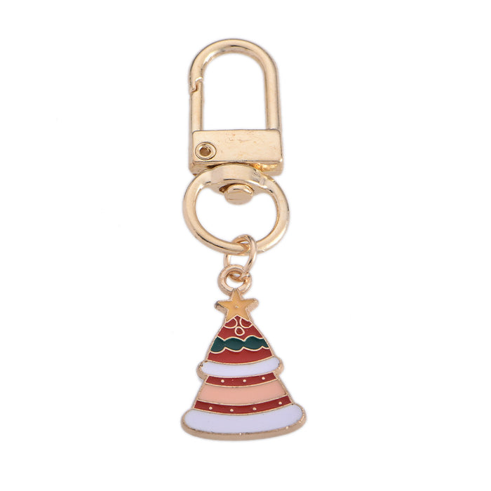 Wholesale Christmas Keychain Christmas Tree Series Keychain Alloy Oil Dripping Decorative Chain Bag Pendant