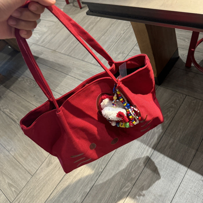 Wholesale Cute canvas bag one shoulder large capacity portable cartoon tote bag thick canvas