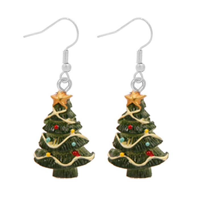 Wholesale Christmas 3pcs Christmas Tree Snowflake Elk Bells Zinc Alloy Earrings JDC-ES-BinL014