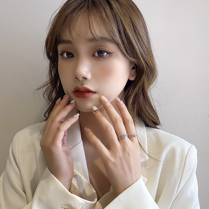 Wholesale Hollow out heart ring, open ring, niche design, index finger, personalized fashion ring