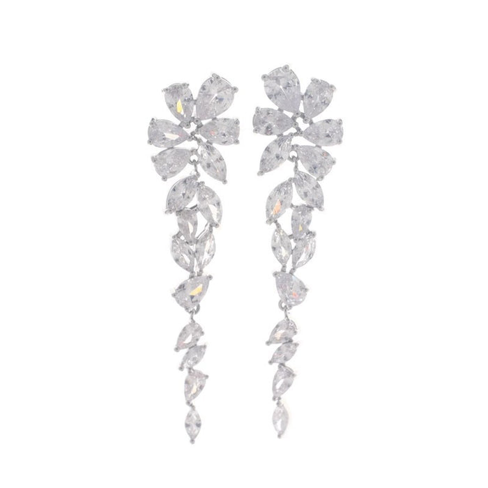 Wholesale Heavy industry zircon full diamond super sparkling long tassel earrings with light luxury temperament, fashionable and versatile earrings accessories