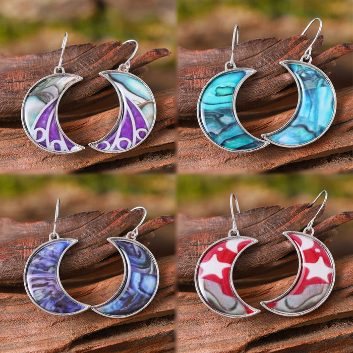 Wholesale Retro geometric star and moon pendant earrings niche advanced all-match earrings