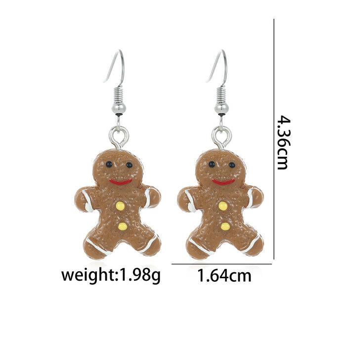 Wholesale Alloy bell snowman elk gingerbread man earrings Christmas earrings
