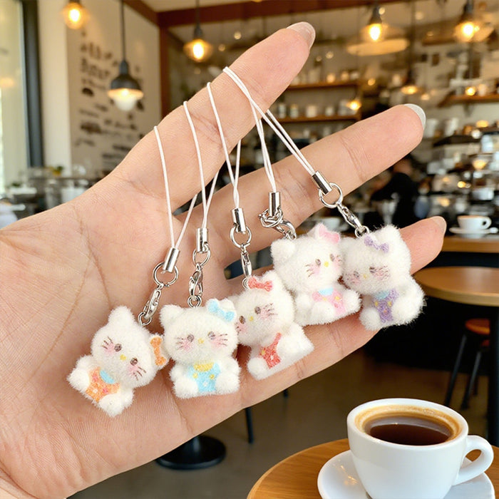 Wholesale plush cat pendant cute girly keychain for bags and phone