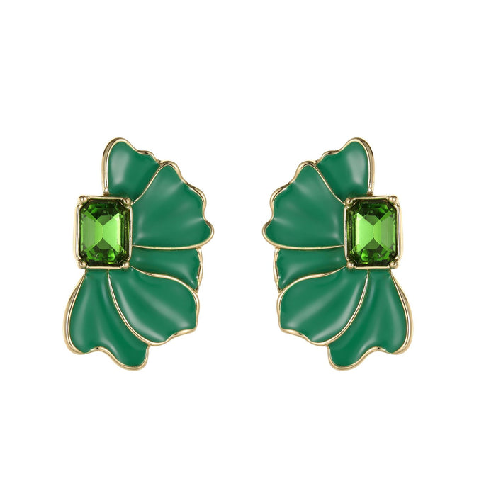 Wholesale Retro and minimalist design earrings with oil dripping, diamond studded, flower like temperament, fashionable earrings