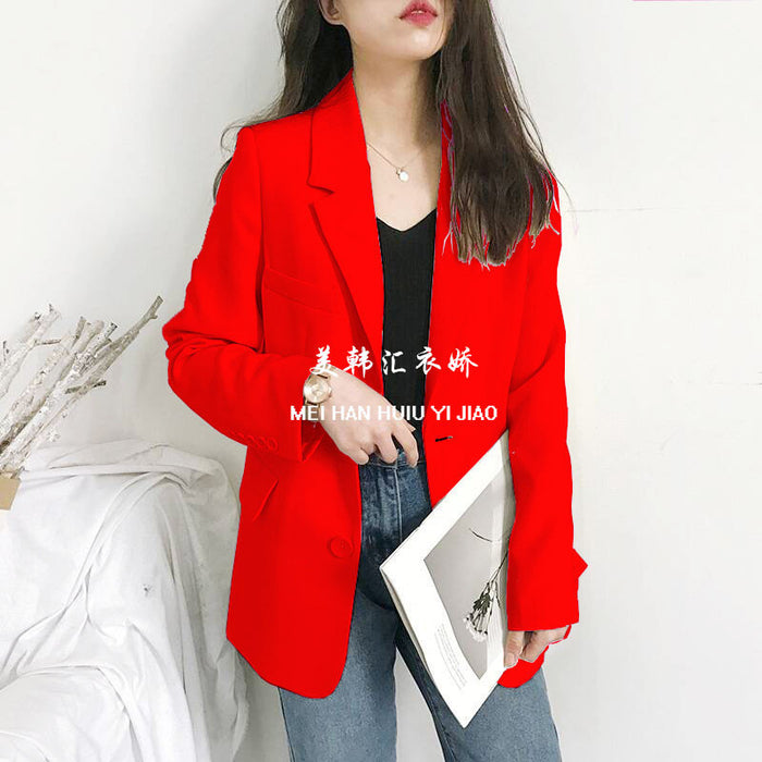 Wholesale Small Suit Jacket Women's Korean Version Spring and Autumn Casual Loose Internet Famous Autumn Suit Jacket British Trend JDC-CTS-ZX003