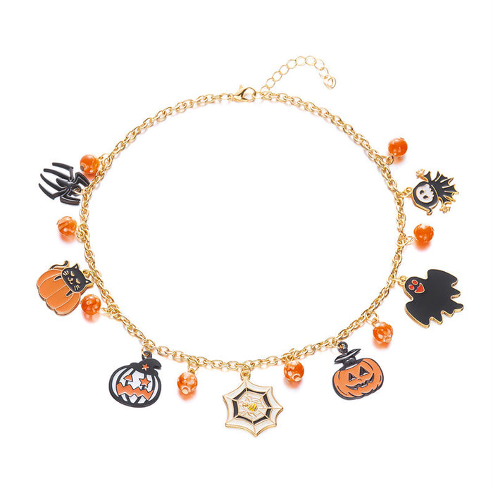 Wholesale Cat Pumpkin Pendant Necklace Chic Boutique Resale for Party
