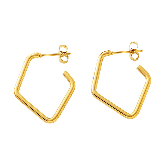 Wholesale Fashionable geometric stainless steel earrings, simple and fashionable hexagonal titanium steel earrings