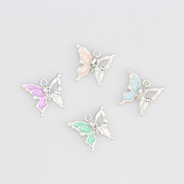 Wholesale Butterfly pendant alloy multi-color oil drop pendant bracelet necklace accessories DIY jewelry accessories