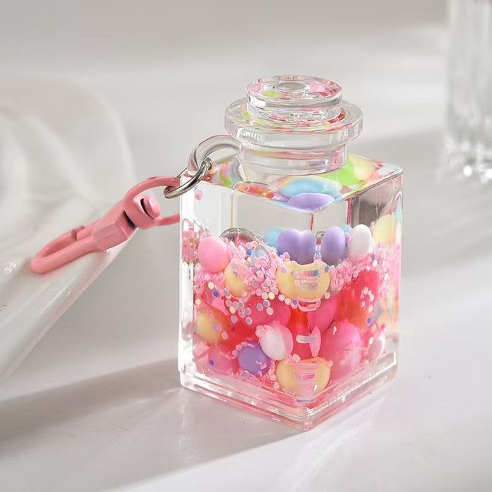 Wholesale Acrylic Bead-Filled Oil Bottle Pendant Keychain