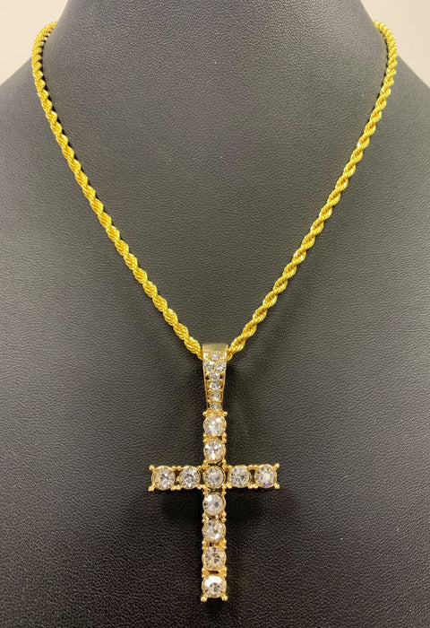 Wholesale Simple Cross Pendant Full Diamond Alloy Men's Necklace JDC-NE-QingR015