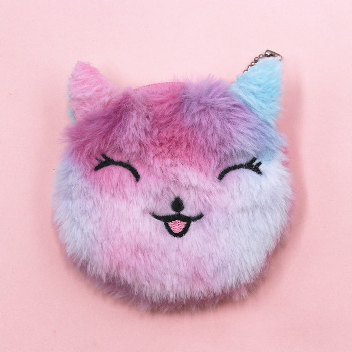 Wholesale unicorn cartoon coin purse children Cat plush coin purse key pendant bag card