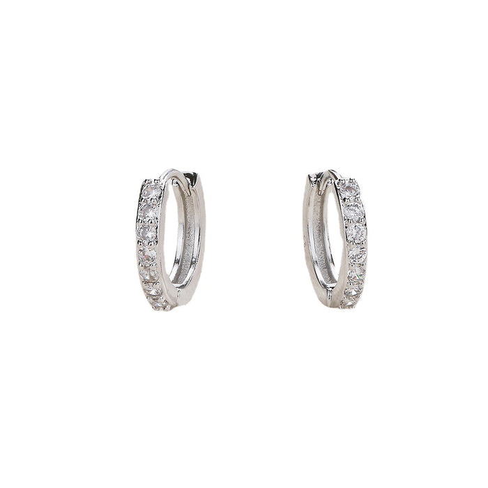 Wholesale Silver plated zircon earrings with diamond studded rings and earrings