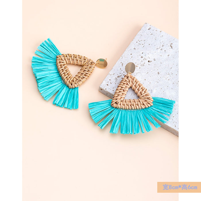Wholesale tassel earrings  vacation high-end feeling raffia grass earrings