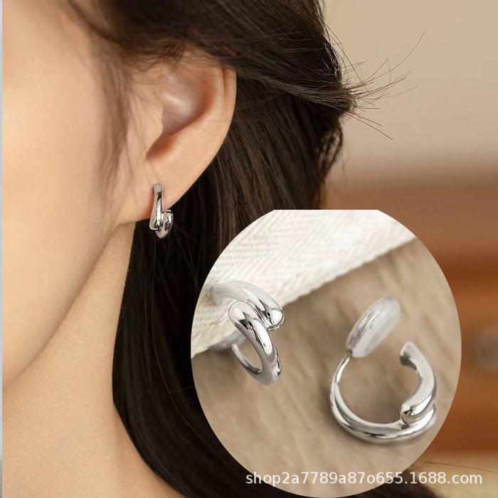 Wholesale Foggy electroplating matte gold geometric small earrings versatile earrings without ear holes