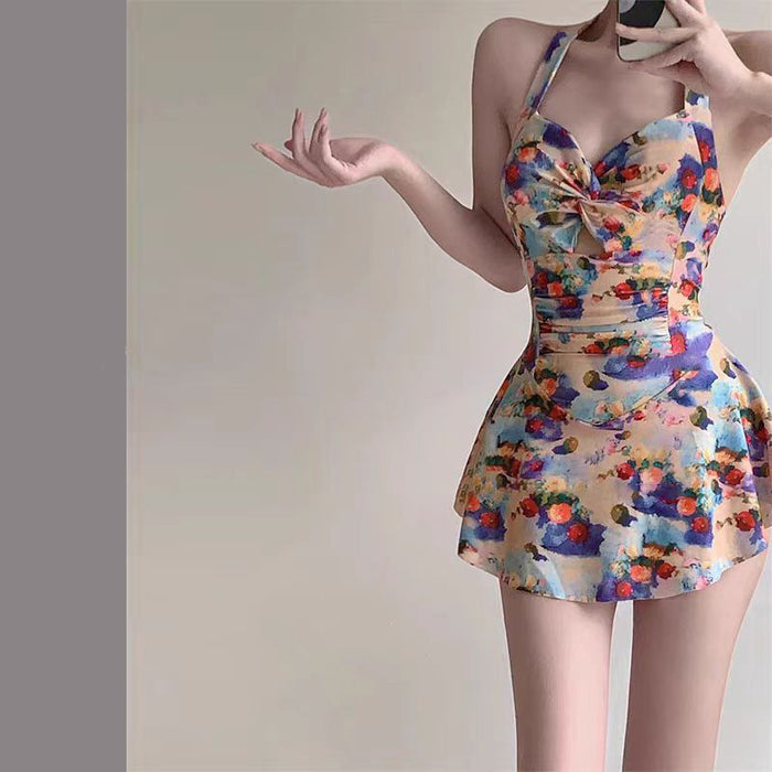Wholesale Swimsuit one-piece suspender niche retro hot spring swimsuit