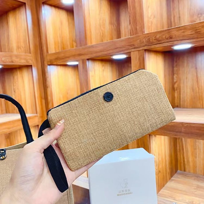 Wholesale Linen bag burlap bag printed two-piece handbag