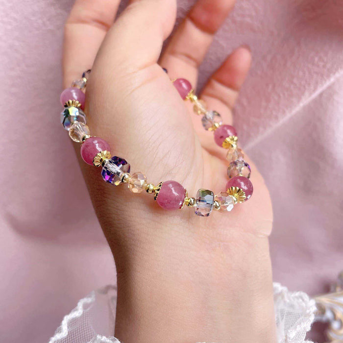 Wholesale New Peach Blossom Crystal Beaded Bracelet for Fashion