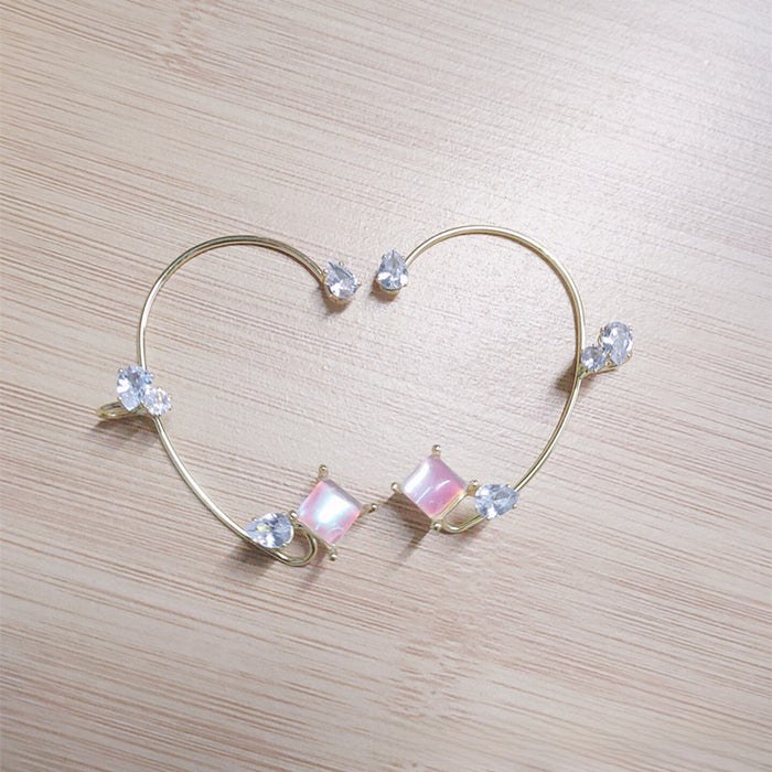 Wholesale Earless zircon crystal ear hooks with niche design, simple and personalized earrings