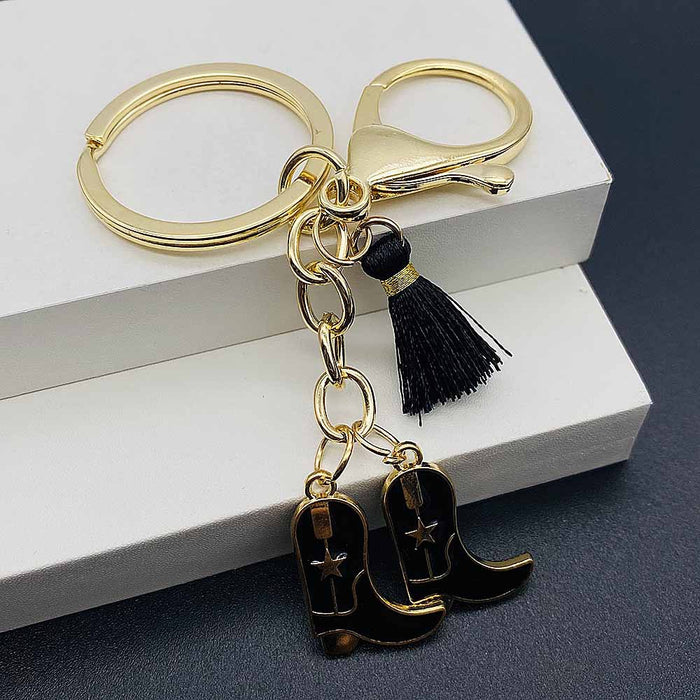 Wholesale Vintage denim-style alloy keychain