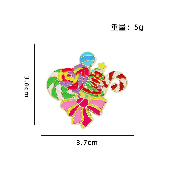Wholesale Christmas cute badge brooch environmentally friendly zinc alloy imitation enamel drip oil Christmas candy  schoolbag decoration